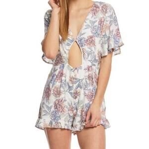 MinkPink romper Mysterious floral cutout short sleeves Small S